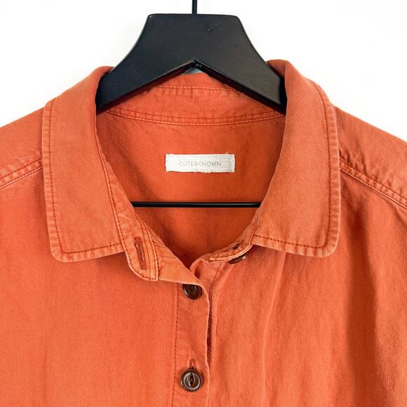 Outerknown S.E.A. Suit Shortall Romper $148 Orange Linen Cotton - L - Picture 4 of 10